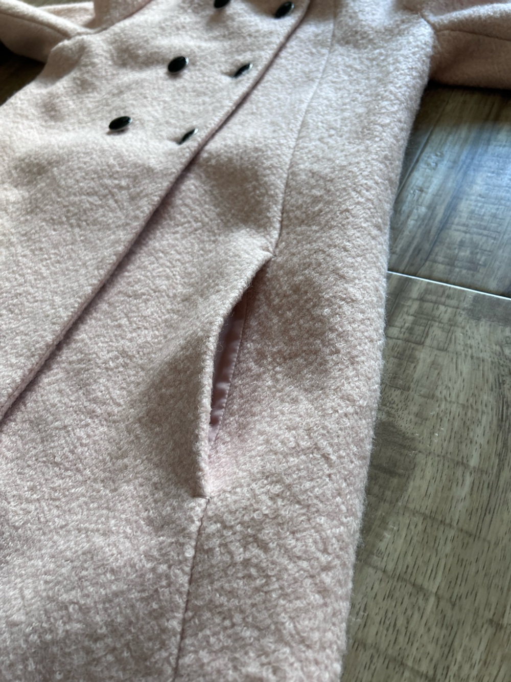 Wool Blend pale pink Coat Black bow Collar feminine girly classy fall fancy - Picture 9 of 13